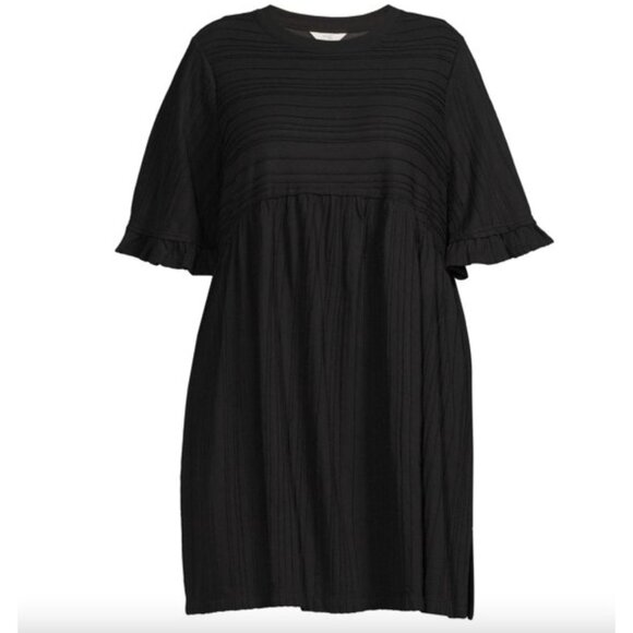 Terra & Sky Women S Plus Size Textured Knit Babydoll Dress with Short Sleeves 2X - Picture 3 of 4